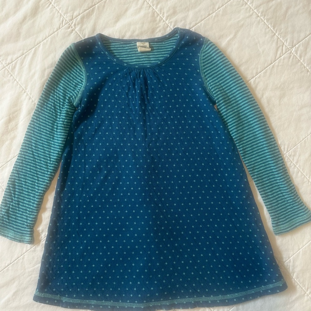Tucker&Tate Blue and Aqua Striped & Polka Dot Knit Dress- Sz 5